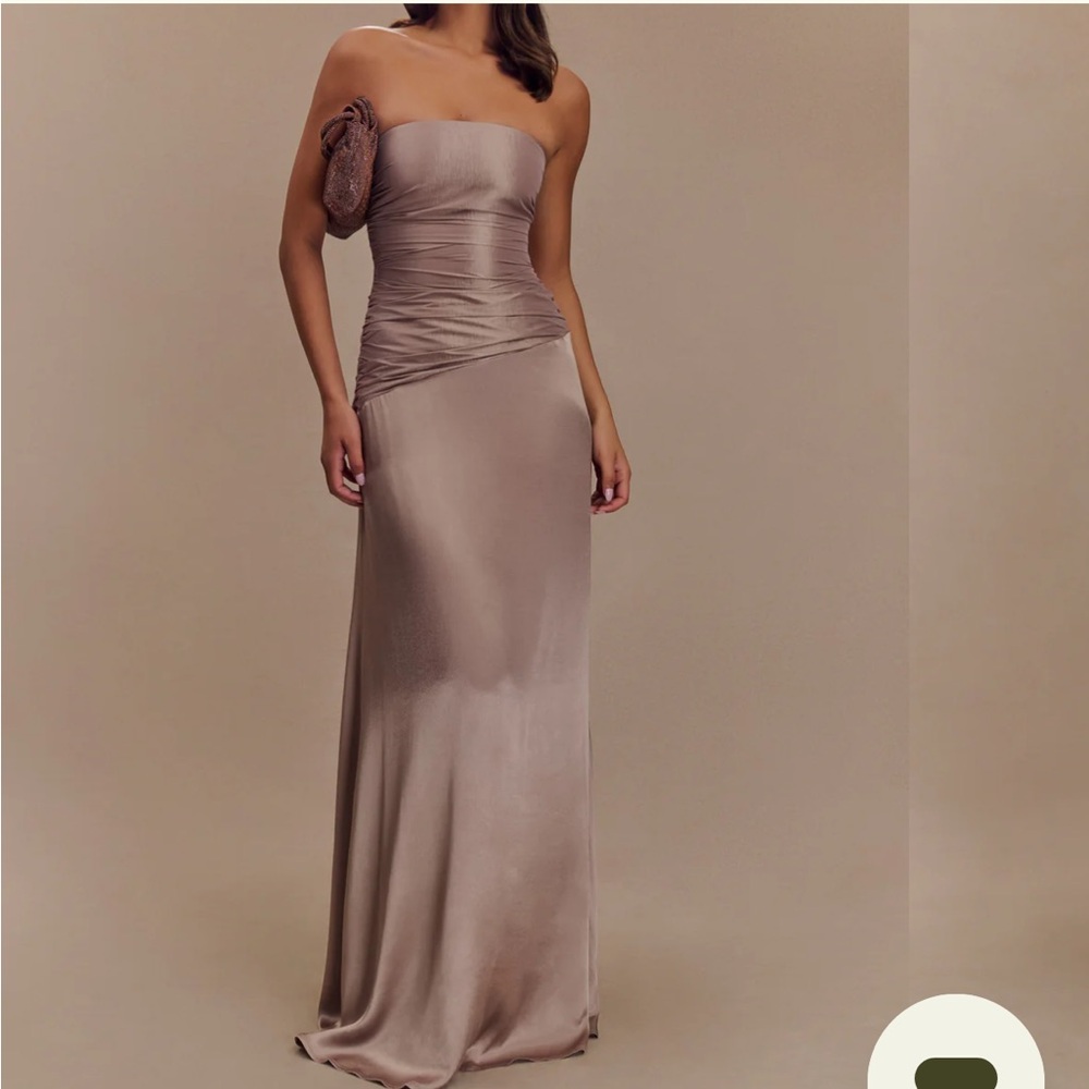 Meshki Beige One-Shoulder Maxi Dress